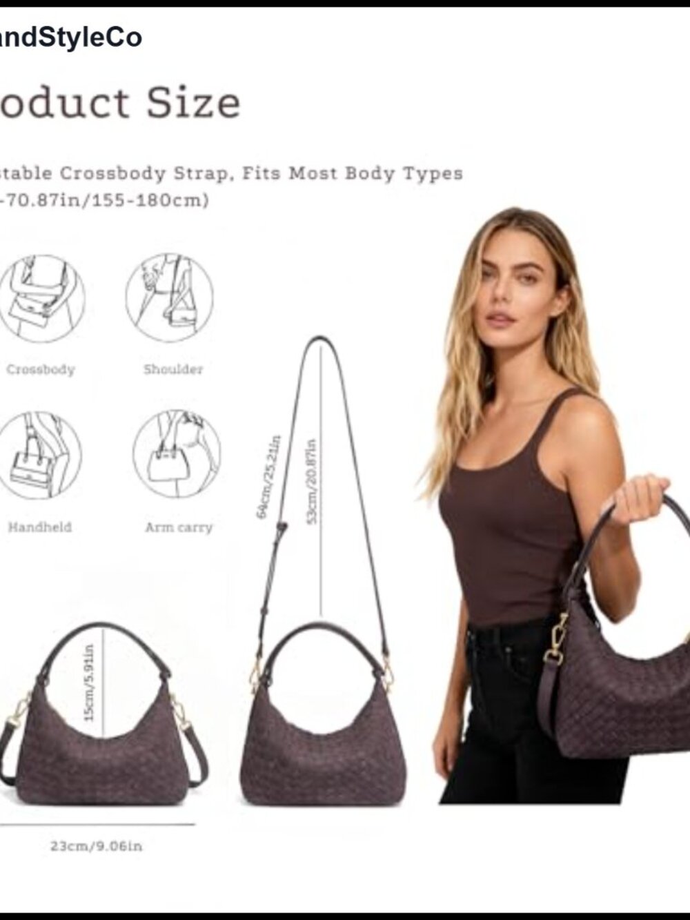 Woven Suede Hobo Purse for Women, Faux Suede Shoulder Bag, Crossbody Bag with 2 - Picture 4 of 6